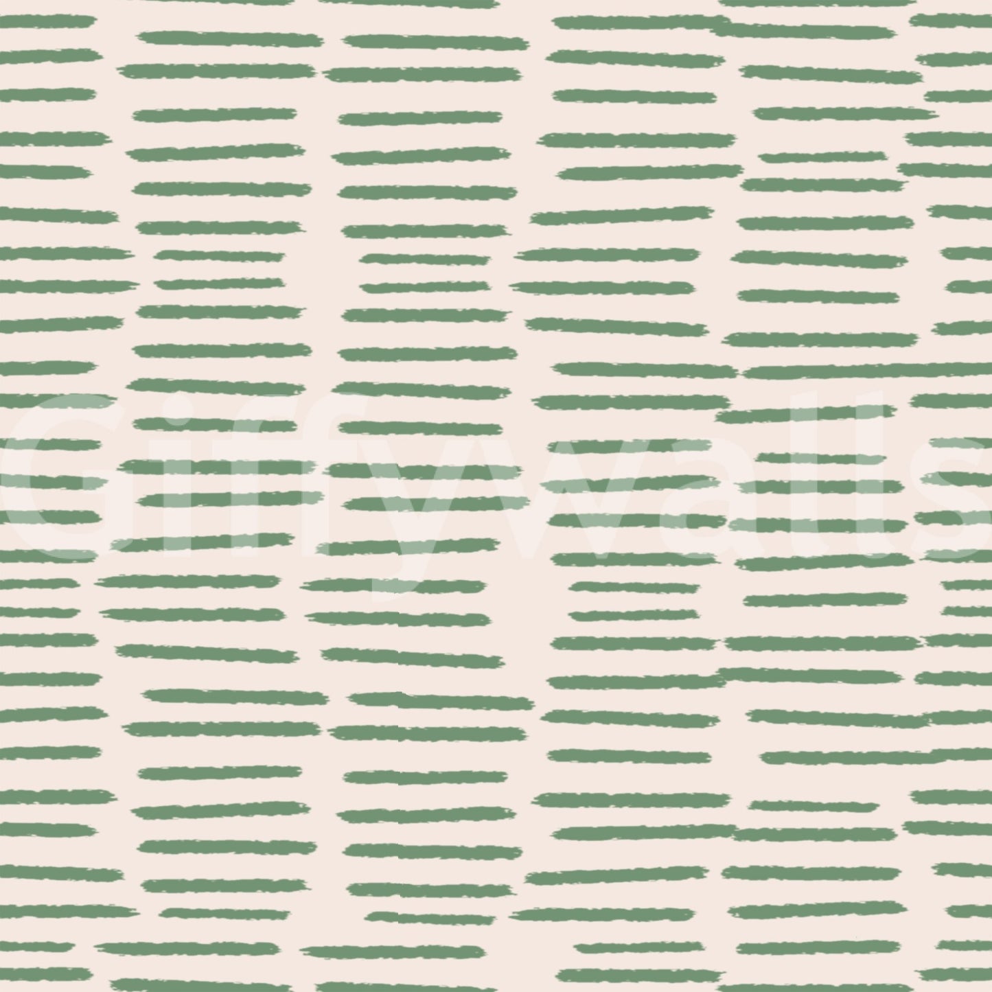 Striped sage wallpaper with organic brushwork