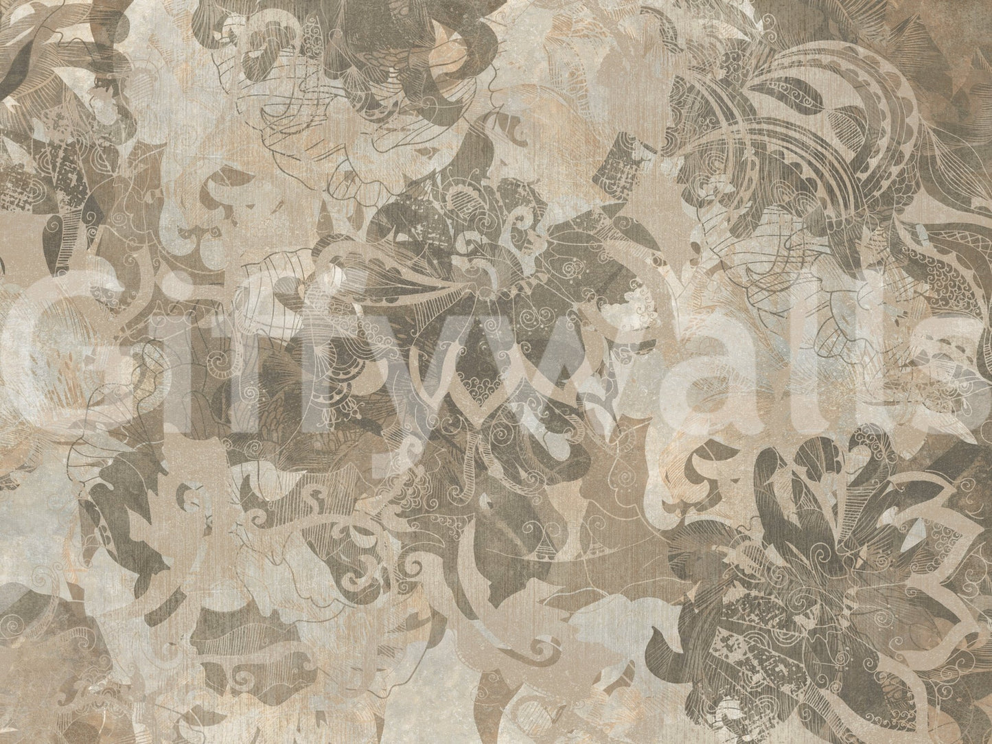 Textured neutral finish in Organic Earth Tapestry wall mural pattern