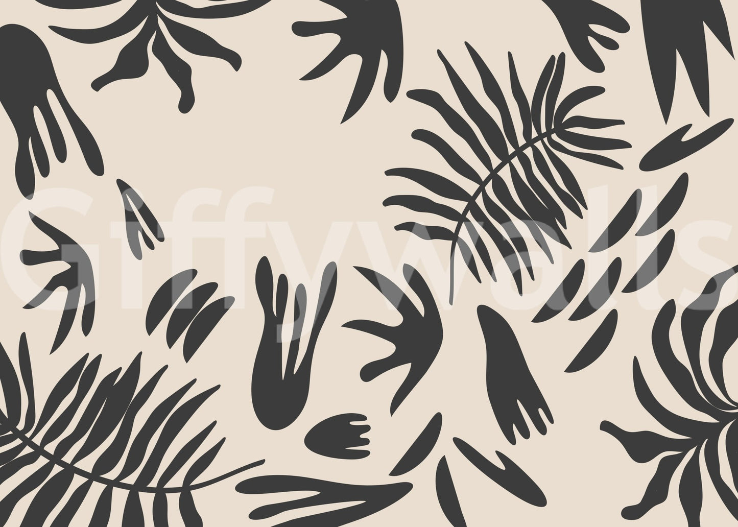 Organic Fern Silhouette Wall MuralGD9155
