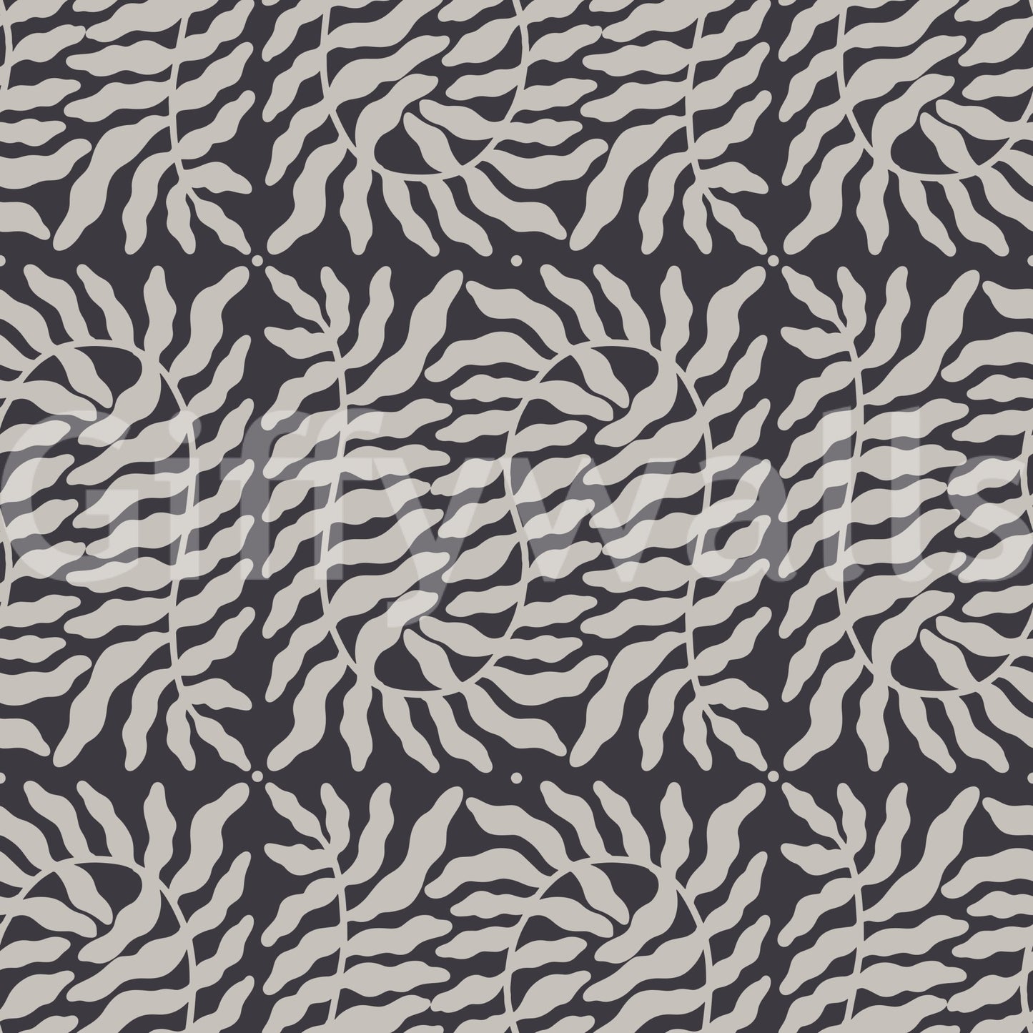 Organic Taupe Ferns Wallpaper