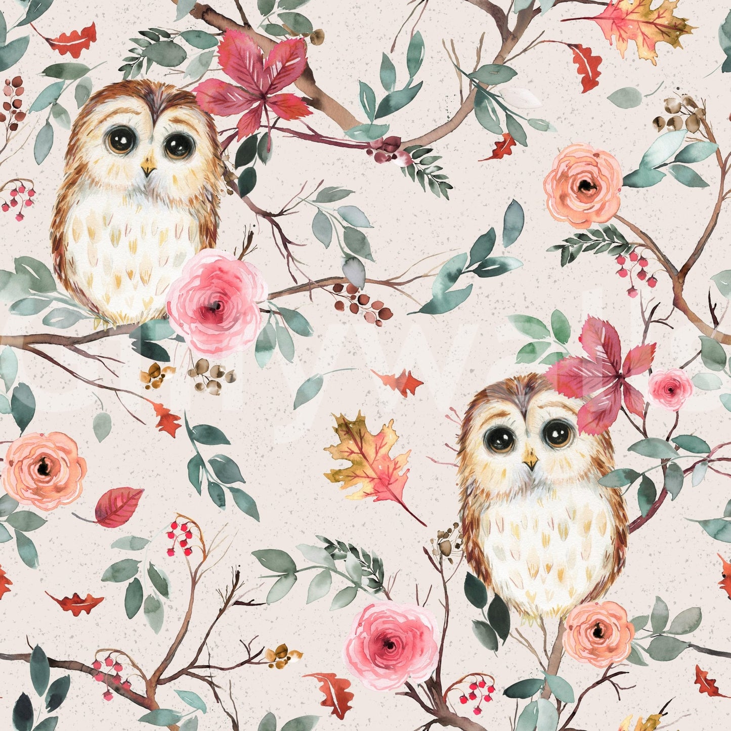 Wallpaper for walls with relaxing owl design