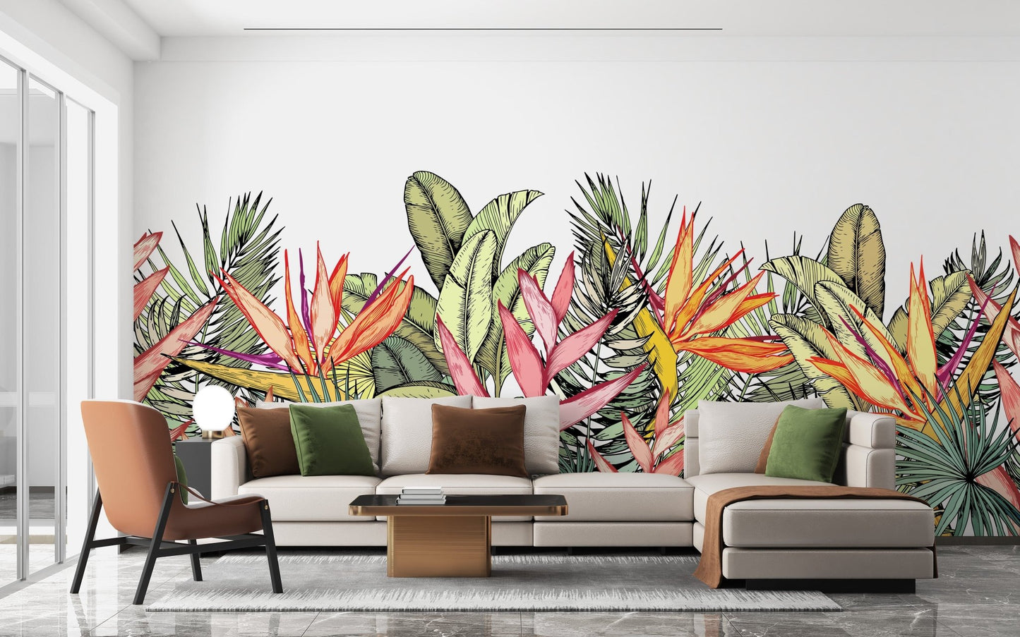 Lively tropical flower mural for any wall
A986