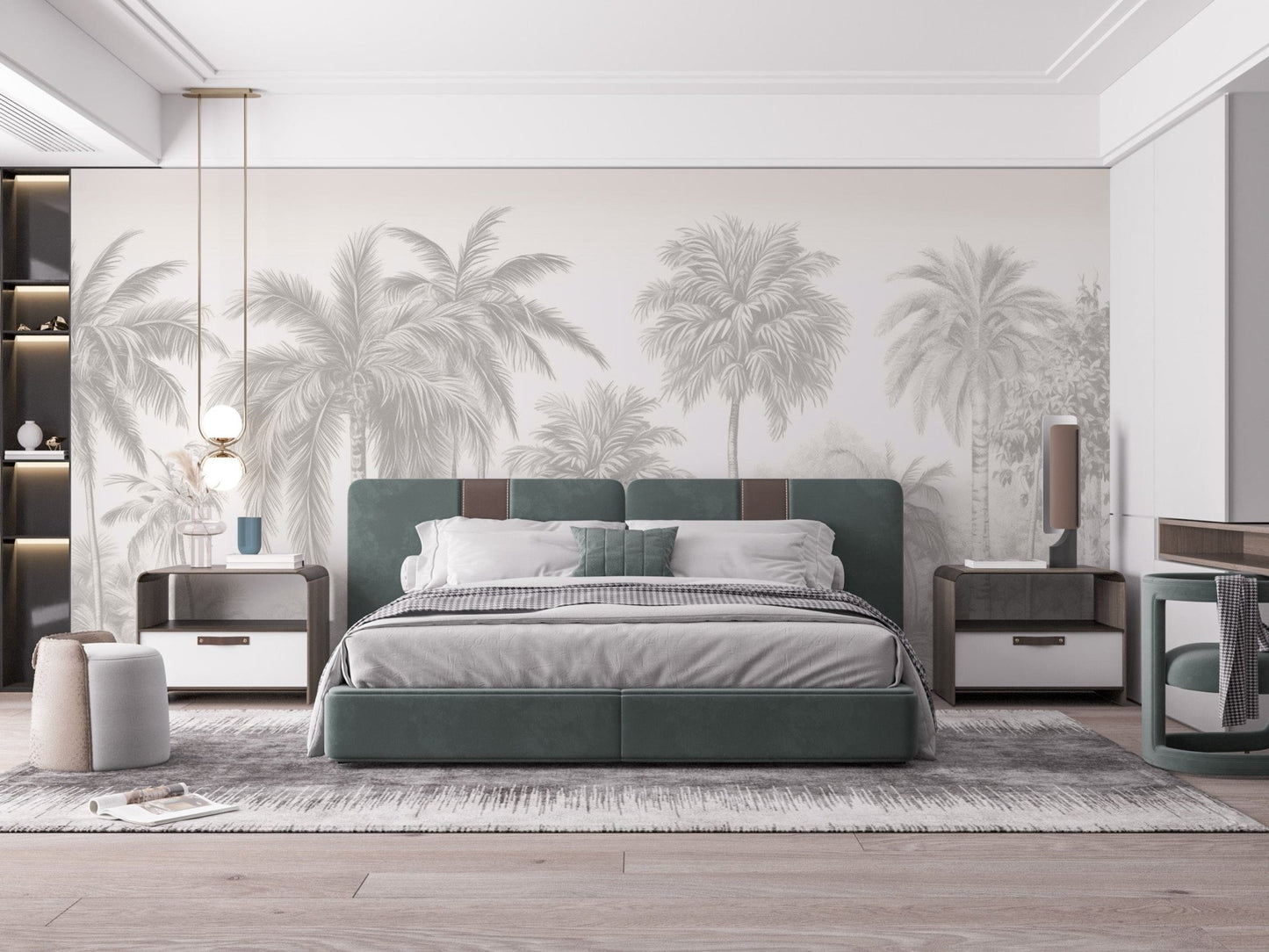 Tropical palm leaves in Palm Tree Wallpaper Mural