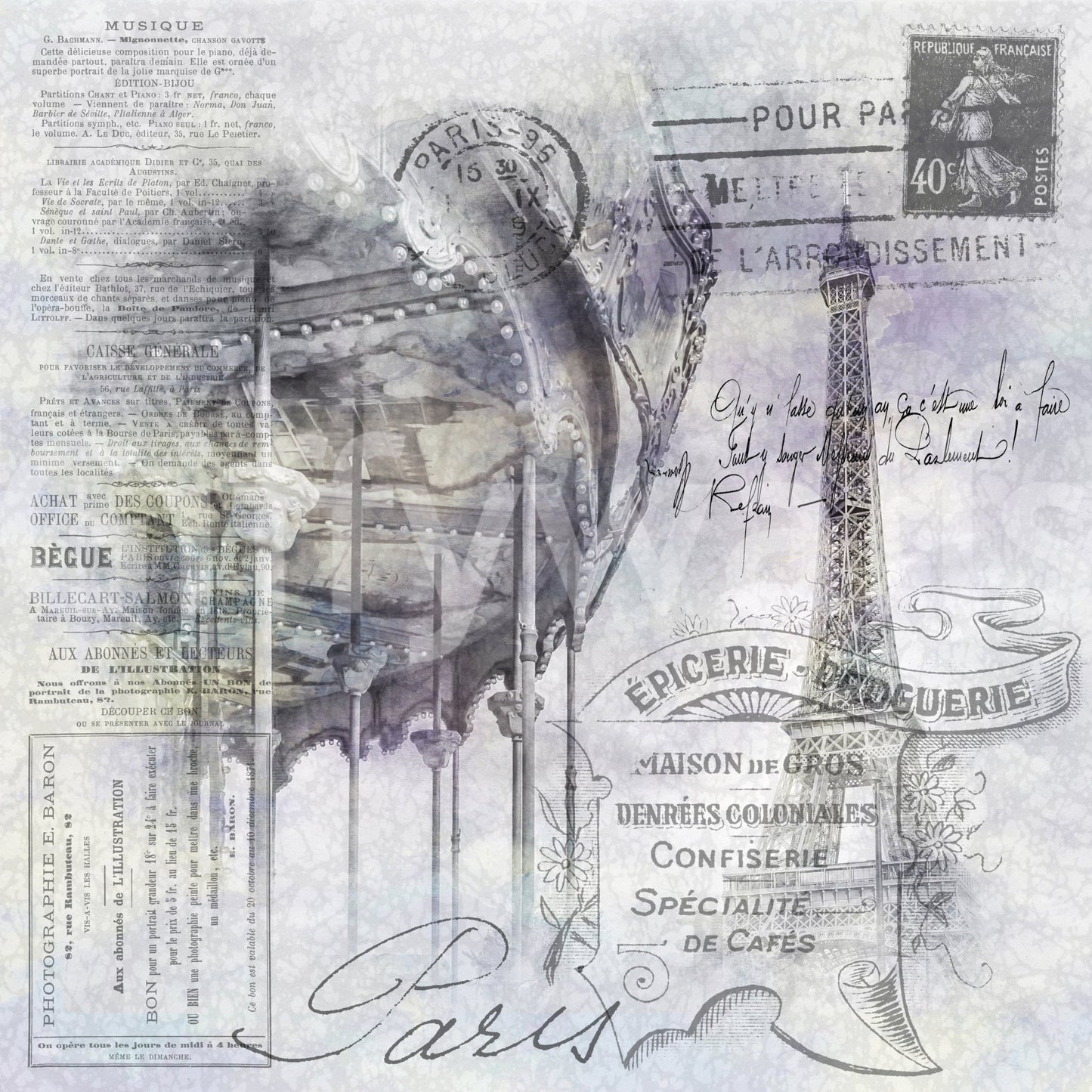 French collage mural capturing joyful Parisian street culture.