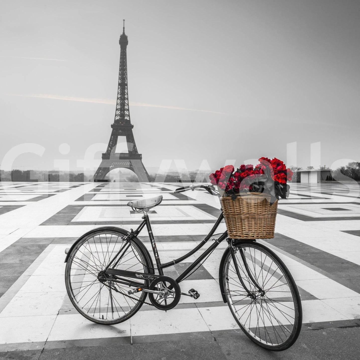 Parisian Love Story wallpaper artistic photo red accent.