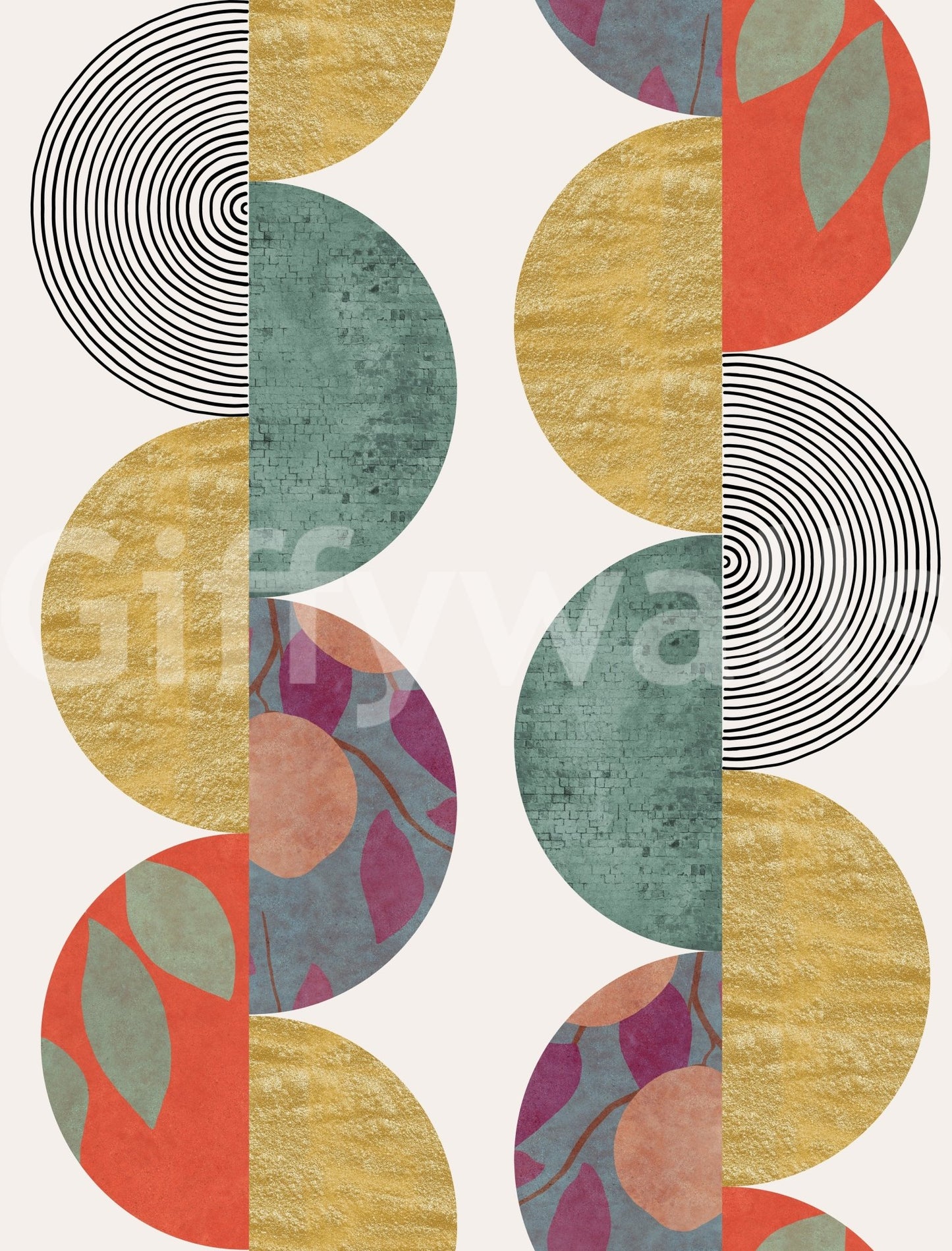 Artistic Partywall Wallpaper mural for an apartment guest room.