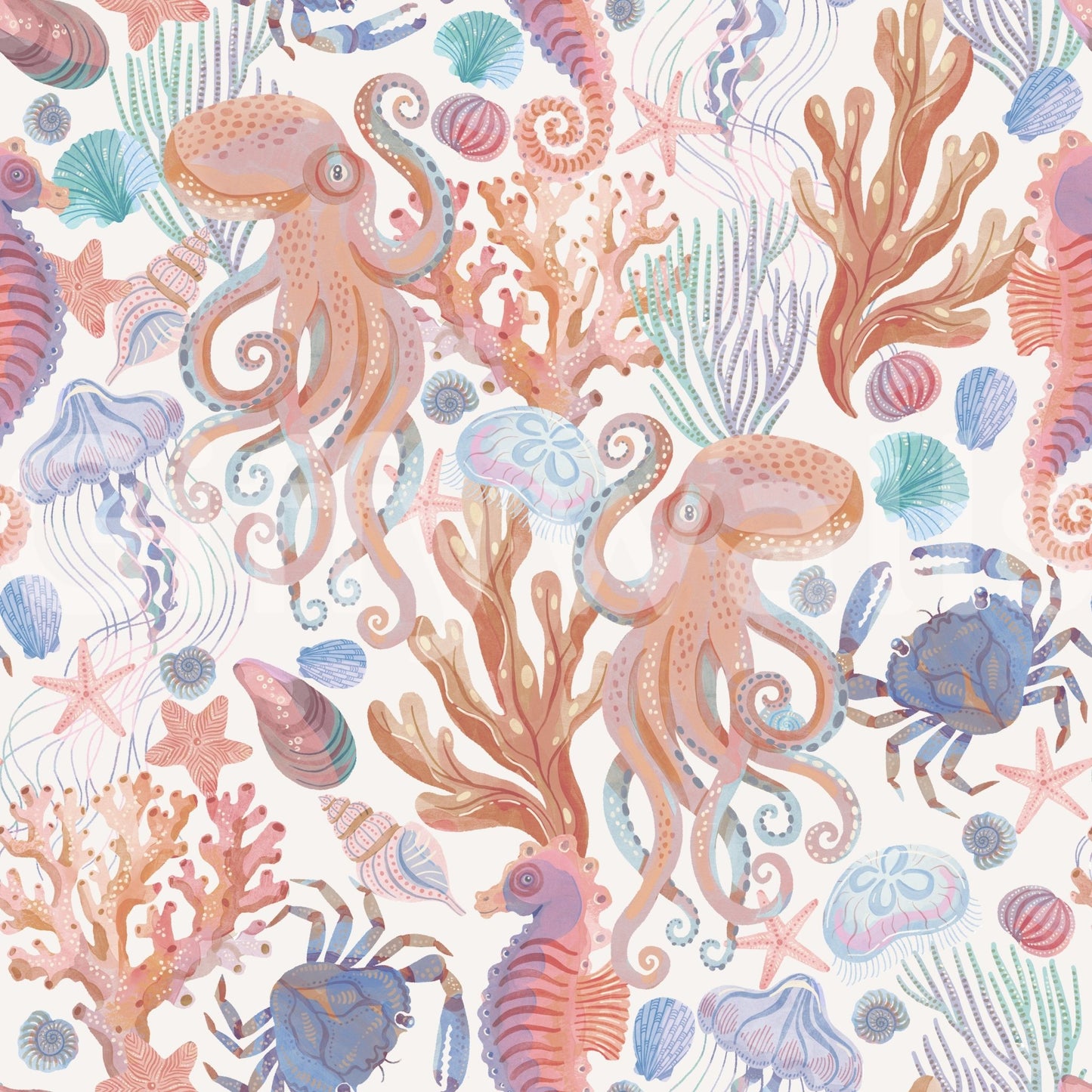 Whimsical marine design wallpaper GD471
