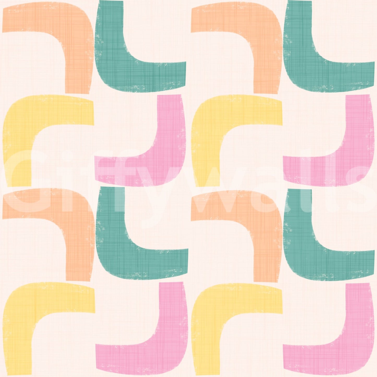Soft pastel boomerang wallpaper in a retro mid-century design