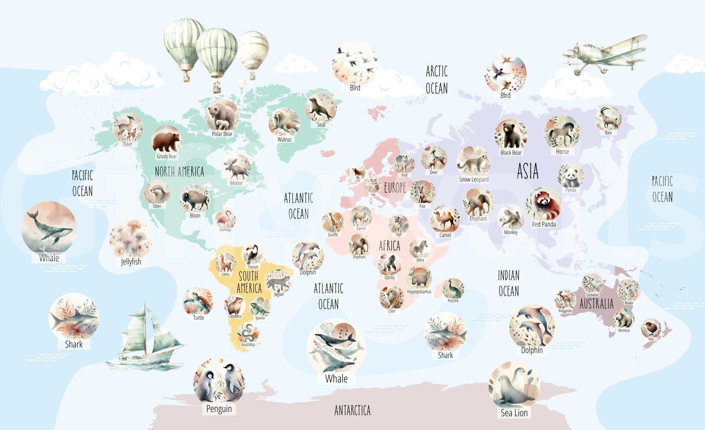 A detail of the educational and peaceful tones in the design.