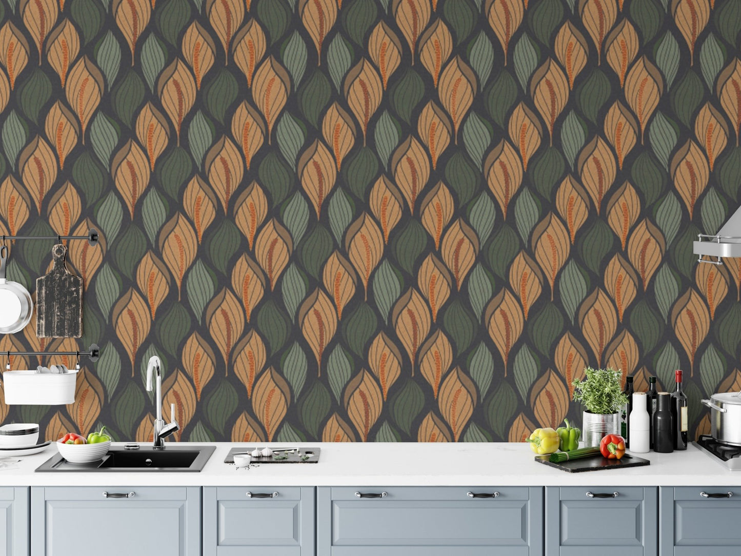 Trendy self-adhesive wallpaper with lily elegance, AN91