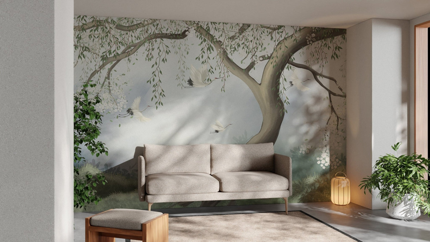 Peel & stick forest wallpaper with misty charm A110