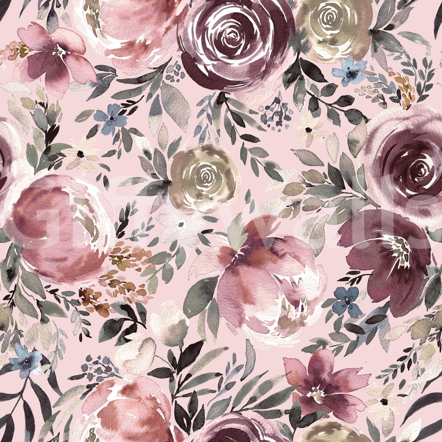 Wall mural with pastel peonies pattern, GD984