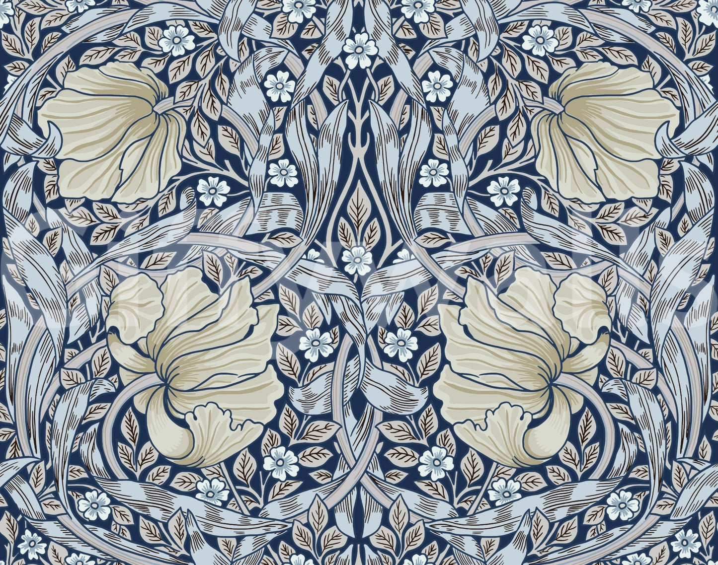 Decorative Pimpernel wallpaper pattern by William Morris