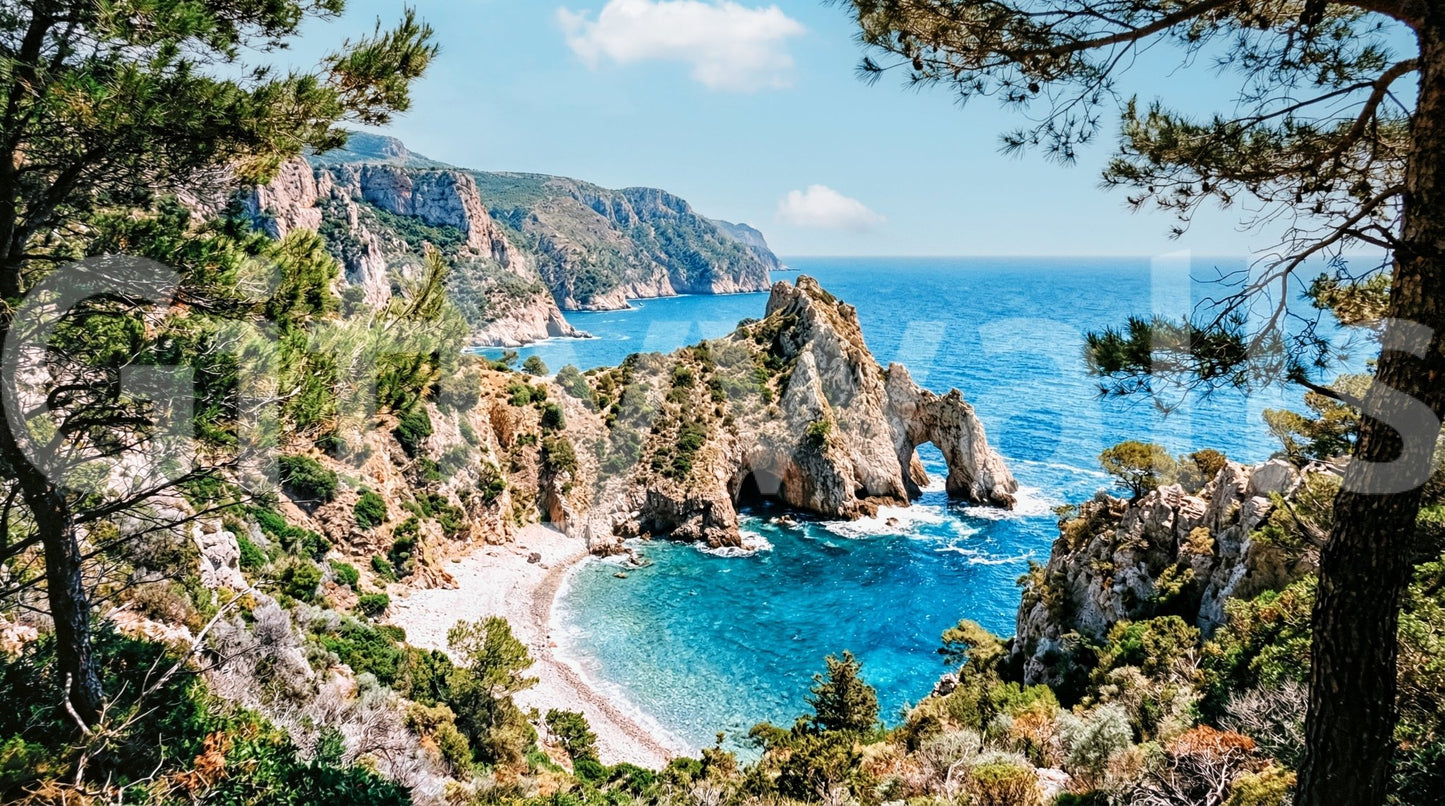 Pine - Framed Azure Coast Wall Mural