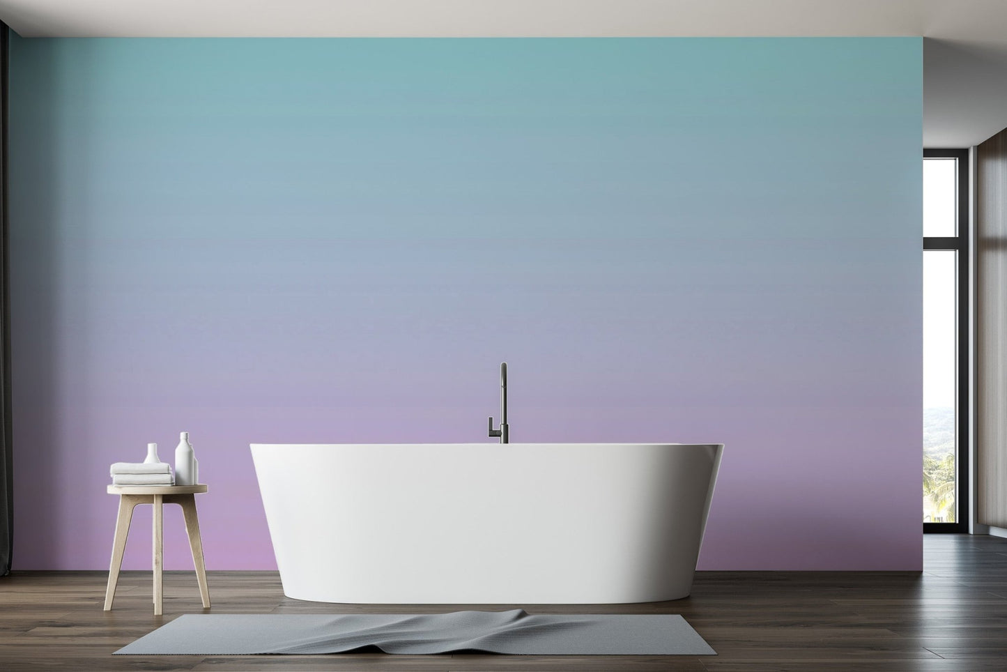 Soft ombre wallpaper mural in pink and blue hues