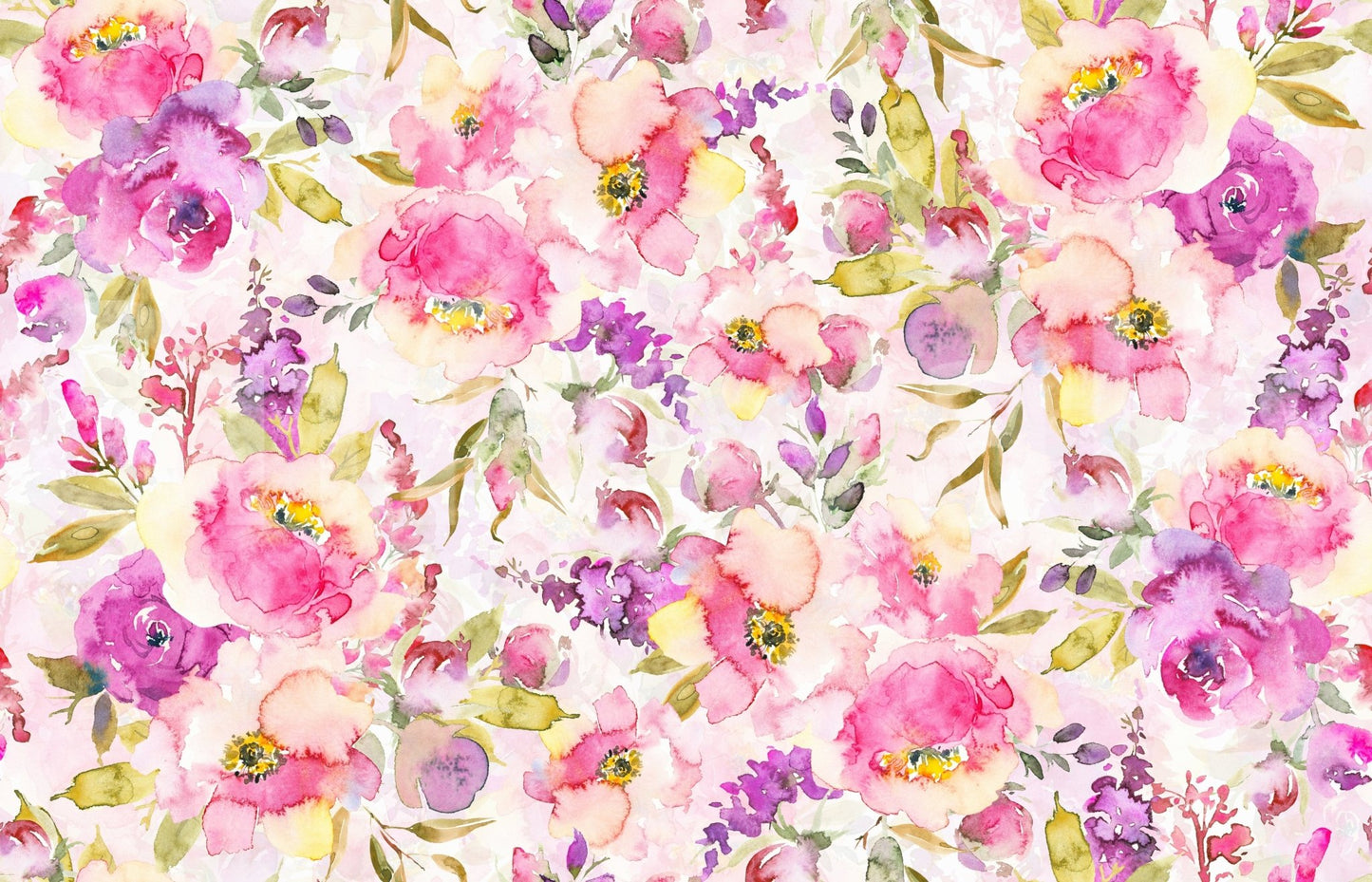 Wallpaper mural, gorgeous Pink & Purple Watercolor Florals, room refresh.