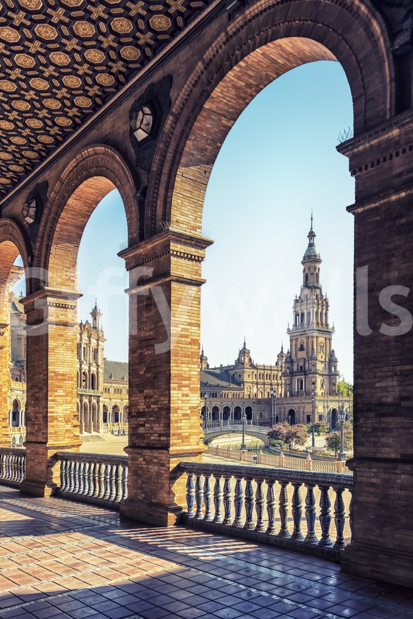 Plaza de España cityscape mural for interiors