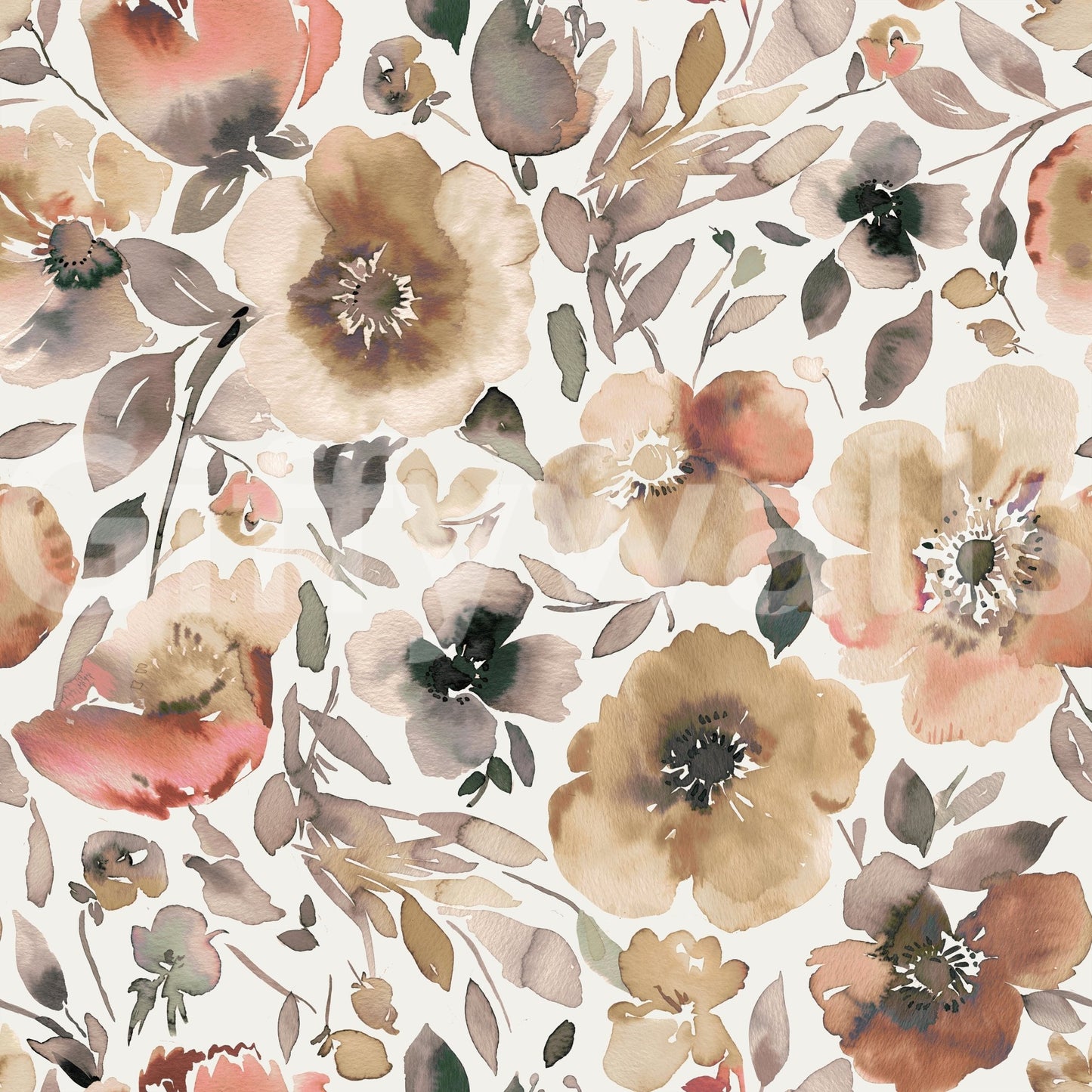 Psychedelic Spring Poppies Vintage Rustic Wallpaper