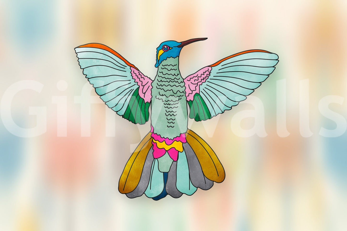 Rainbow hummingbird Wall MuralGD9137