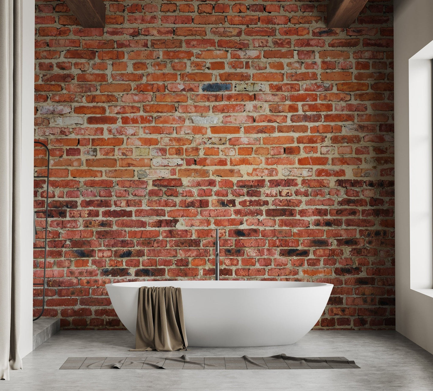 Cozy atmosphere with red brick mural walls