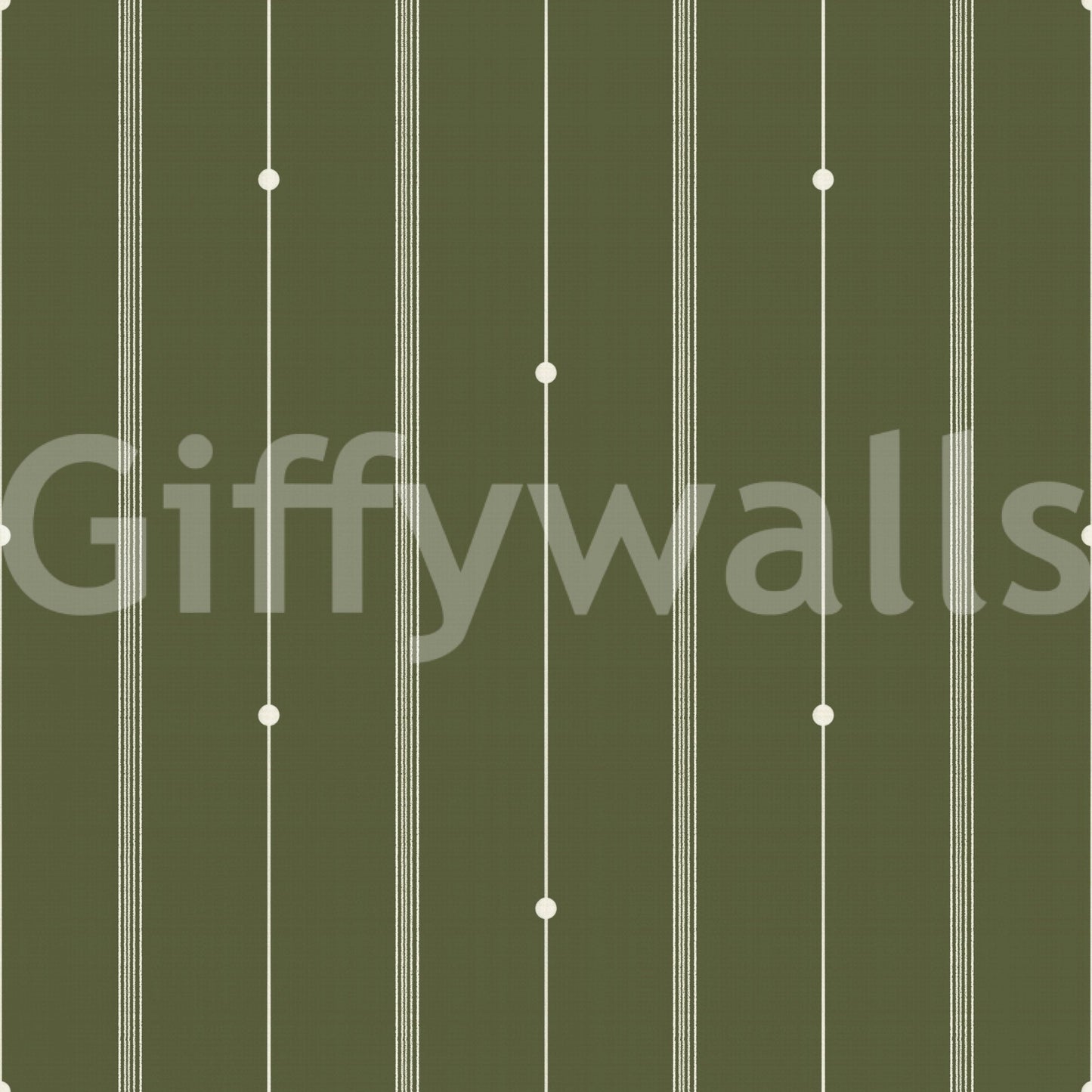 Soft olive green striped wallpaper enhancing a cozy reading nook