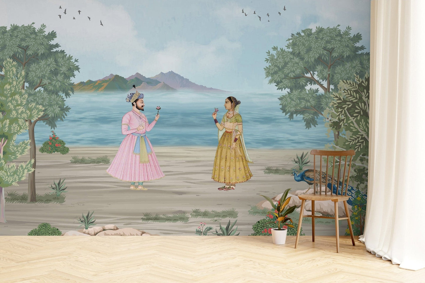 Regal Romance Mughal Wallpaper