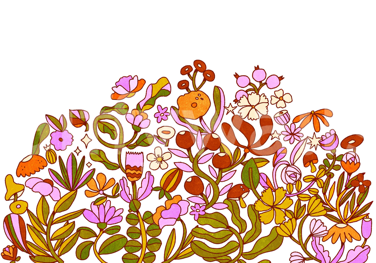 Retro Bloom Wall Mural