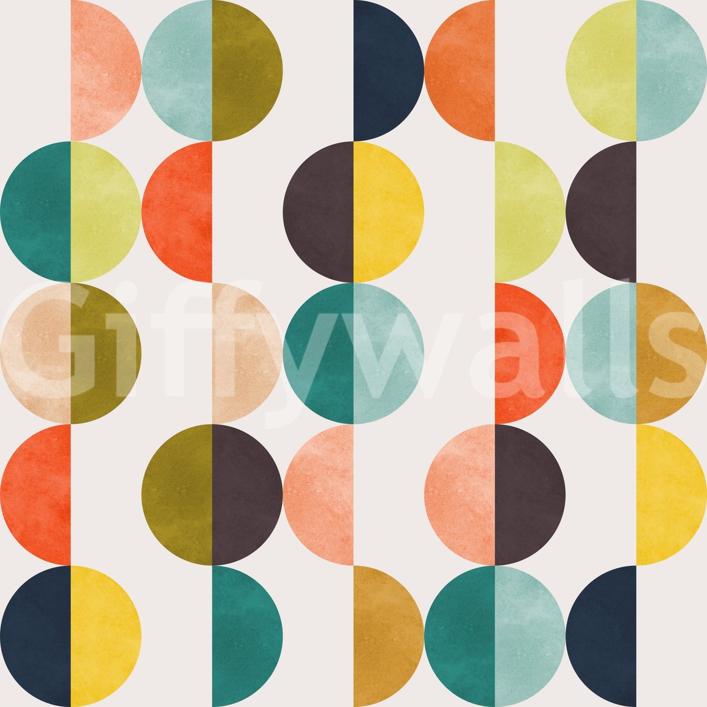 The Retro Circles mural makes a striking and cheerful statement.