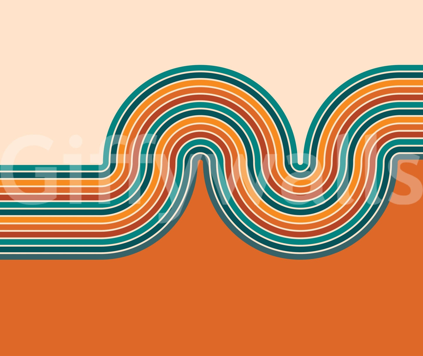 Easy-install Retro Curvy Lines wall mural