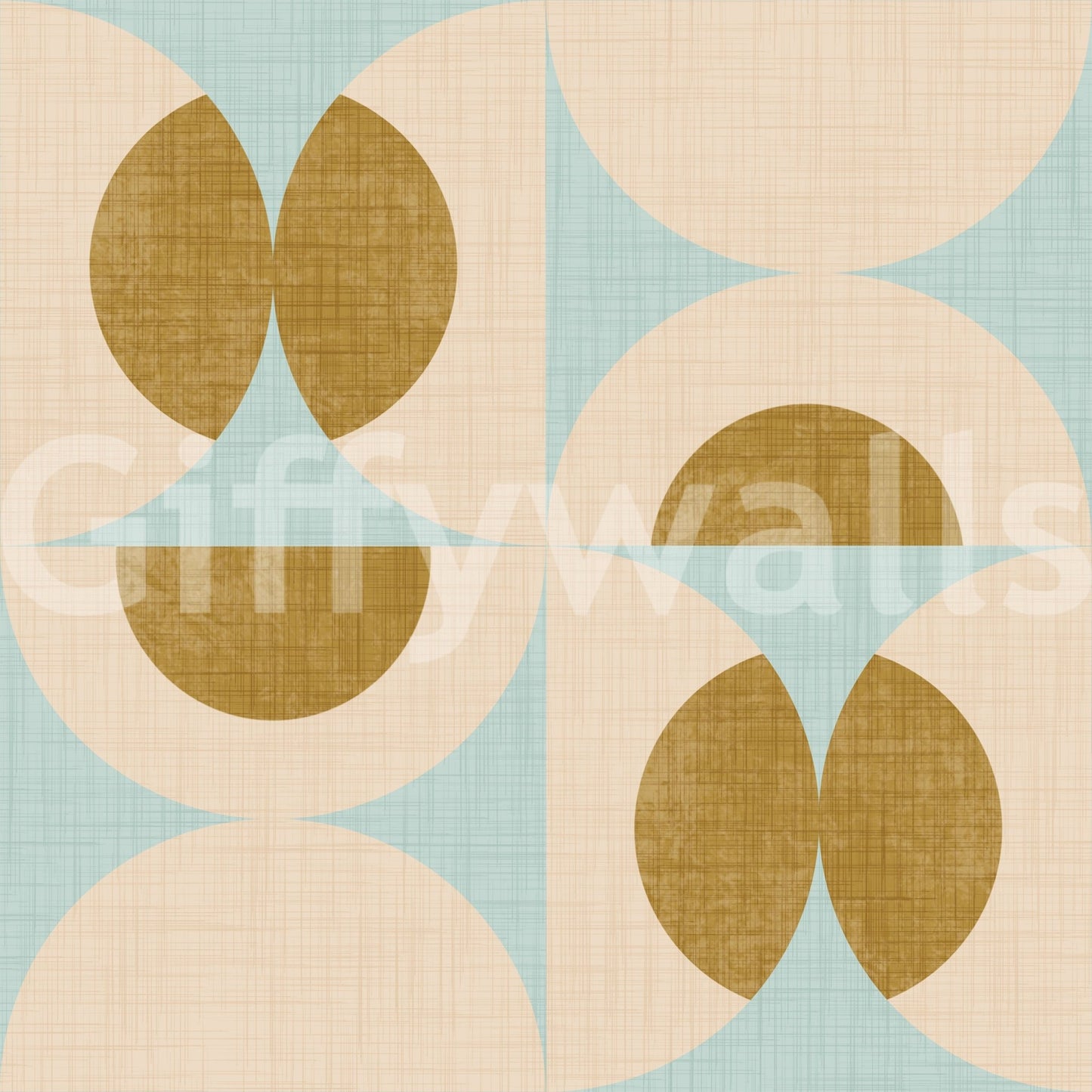 Willy-nilly beige Retro Harmony Wall Mural whimsical geometric lozenge.