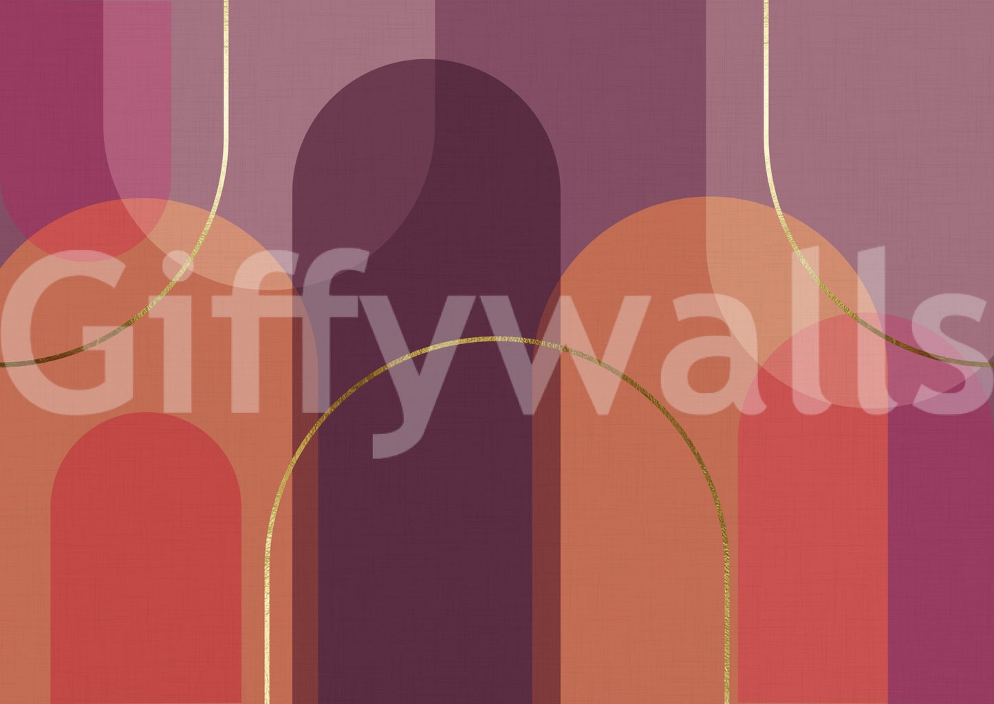 A seamless pattern of sunset-colored curves on a wall