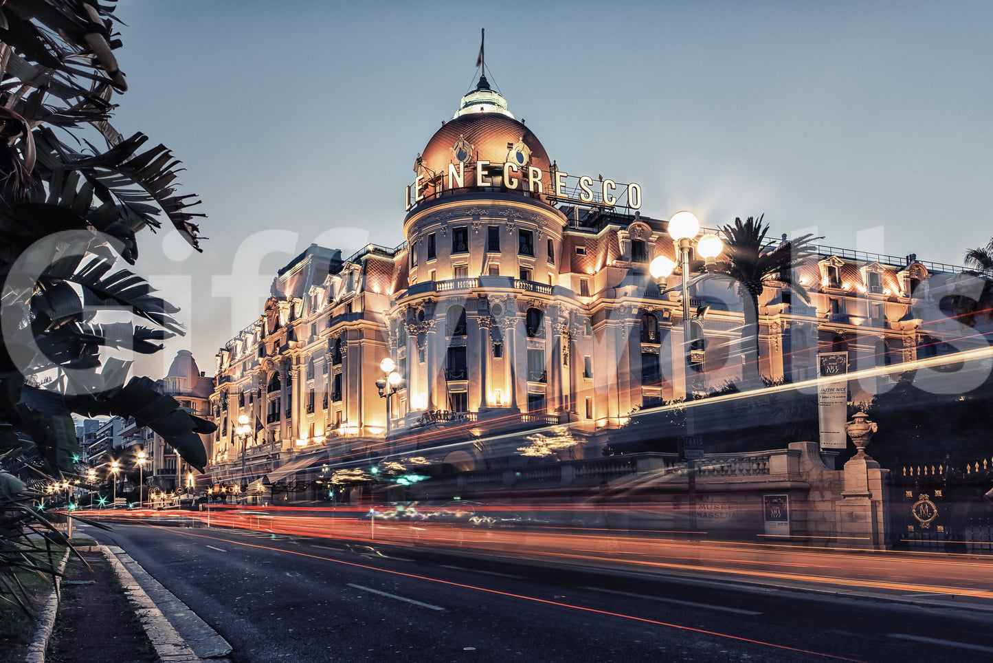 Azure Riviera Nights wall mural showcasing a peaceful midnight coast.
