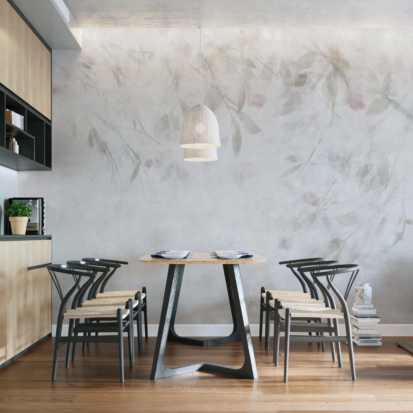 Soft floral willow botanical wallpaper