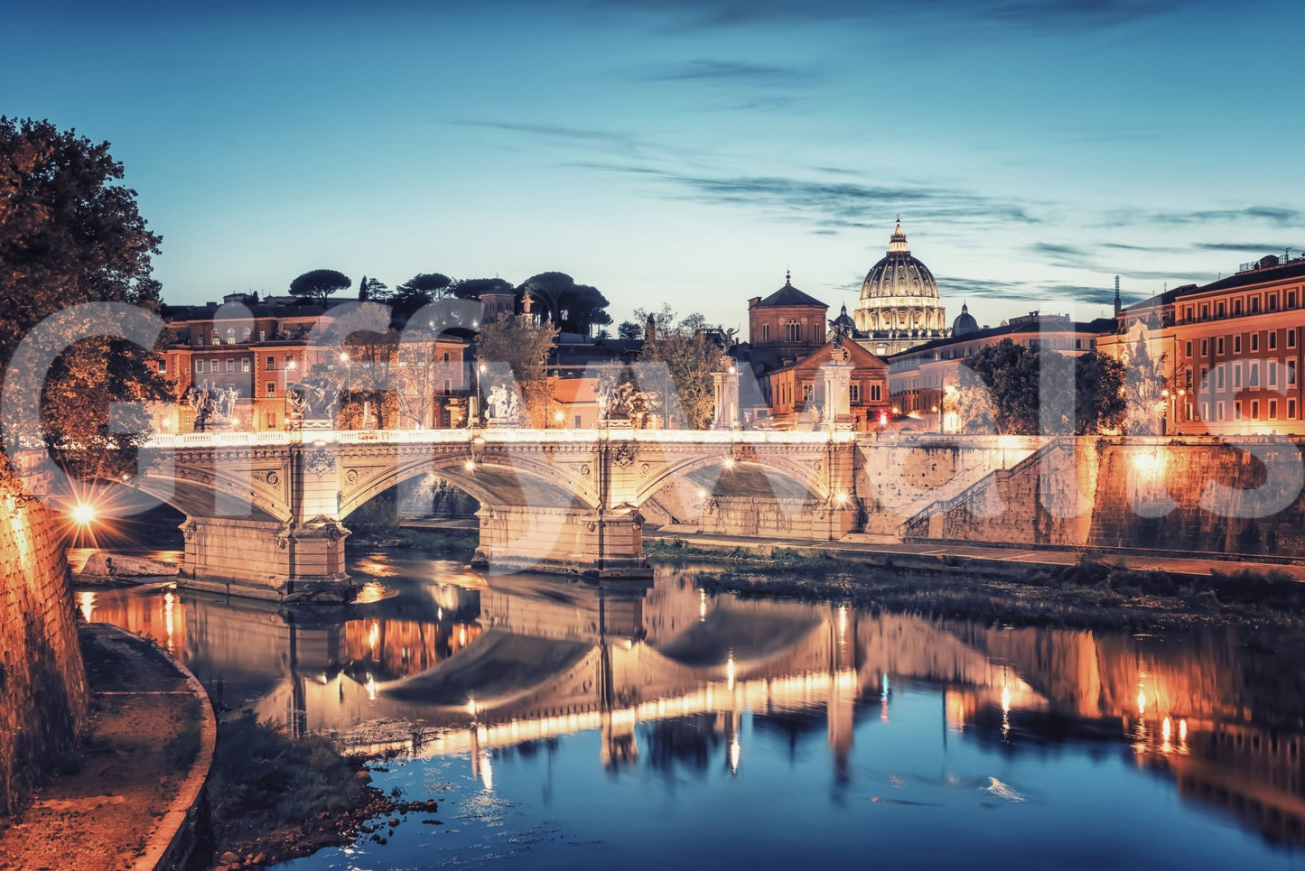 A tranquil dusk scene fills this Rome Reflections wall mural GD7383