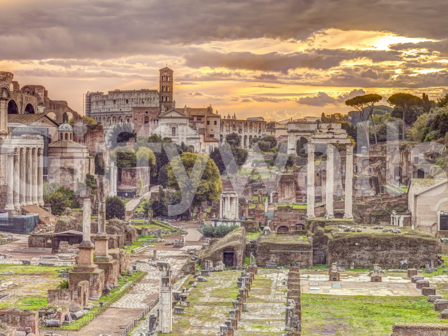 Italian heritage wall mural with deep perspective for a serene home.