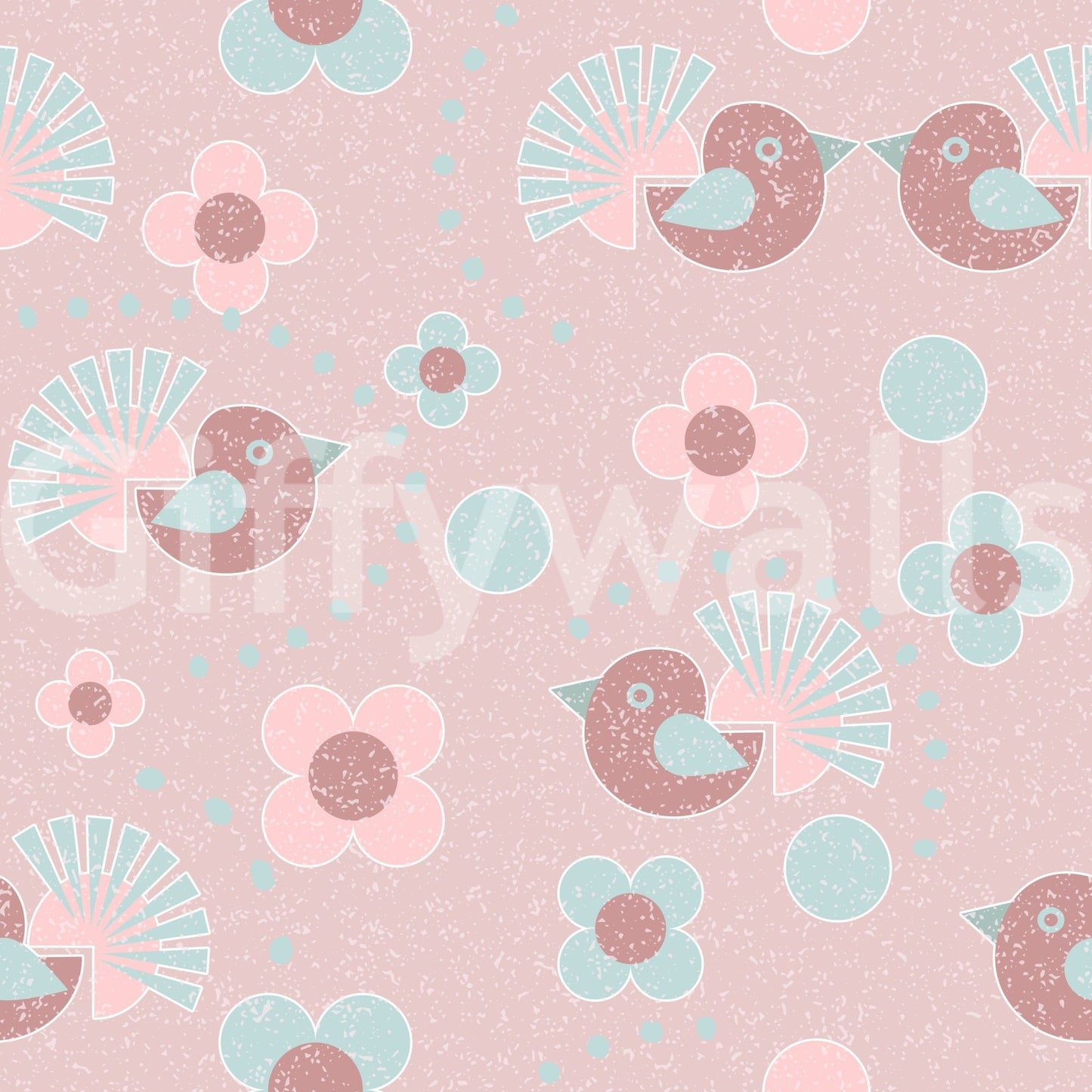 Romantic interior decor with the Rosebird Delight Wallpaper mural.