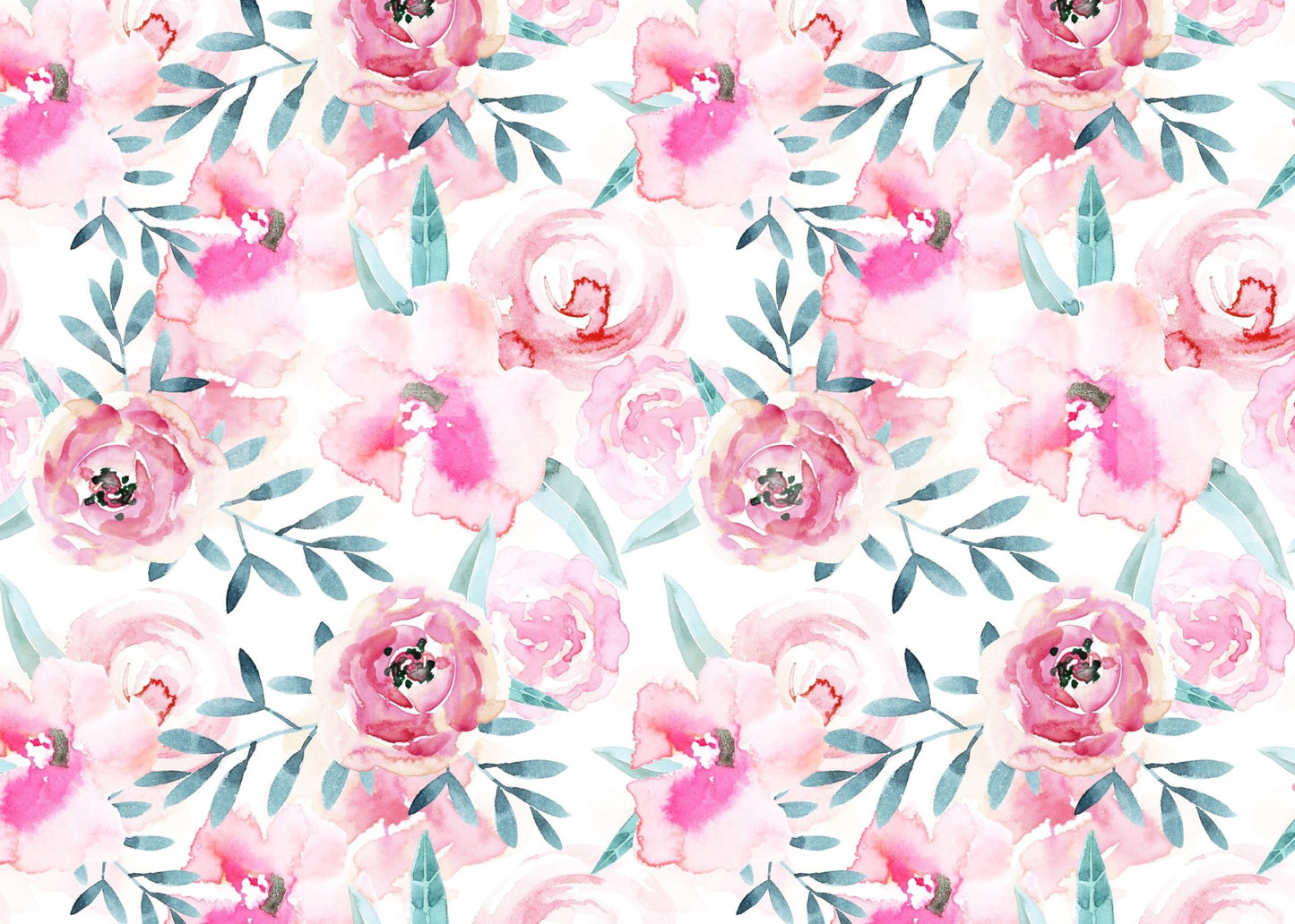 Rosy Watercolor Blooms Wall Mural