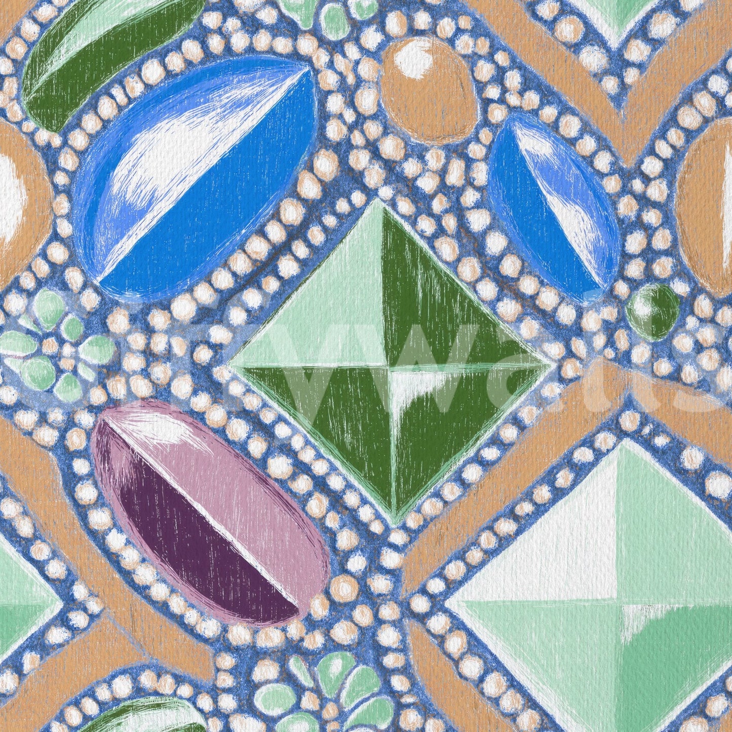 Subtle geometric shapes of the Royal Gemstones Blue Pastel Wallpaper design.