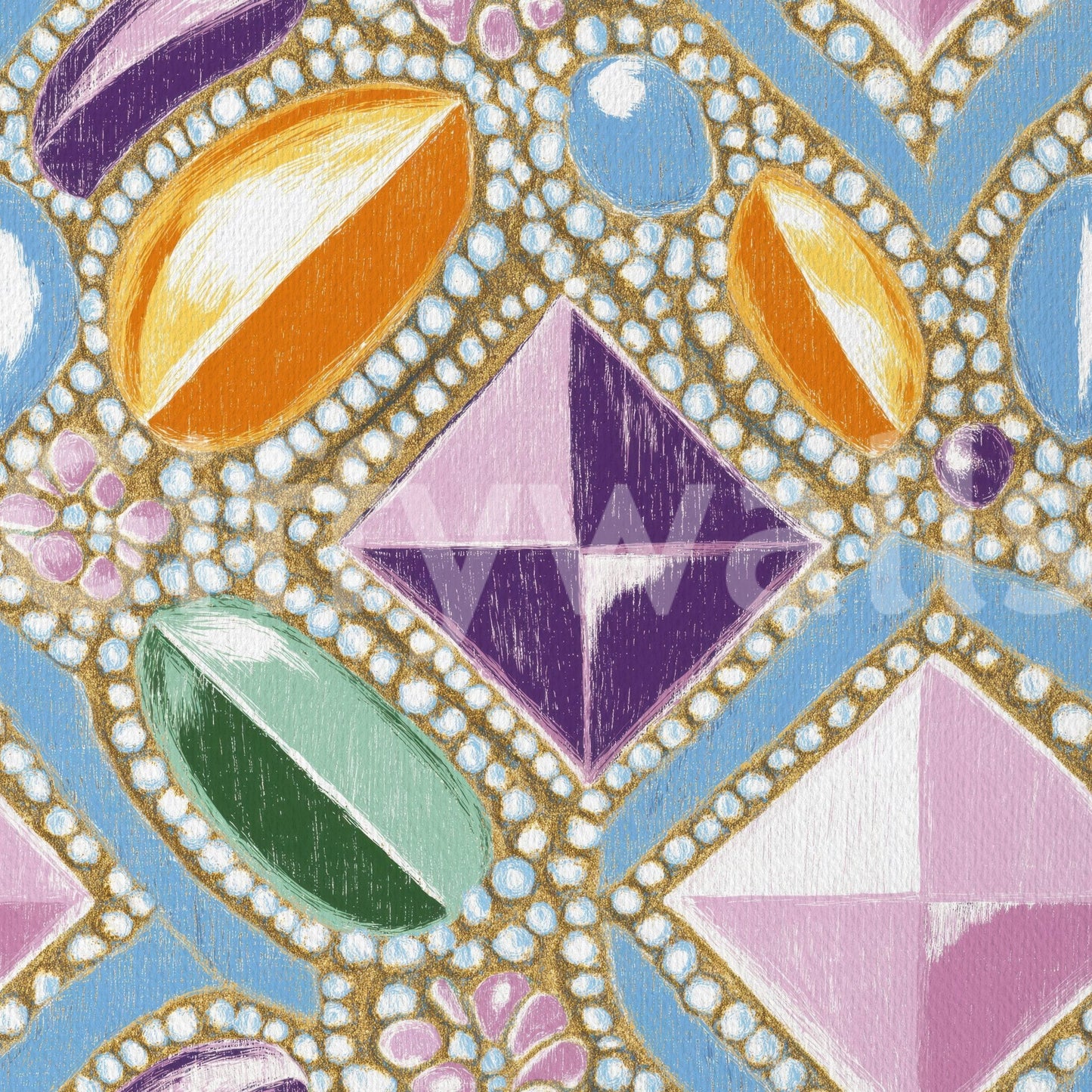 Subtle geometric shapes of the Royal Gemstones Pink Pastel Wallpaper design.