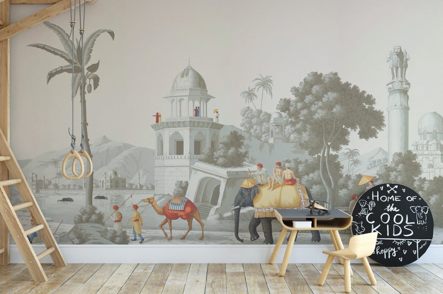 Artistic Mughal elephant wall mural