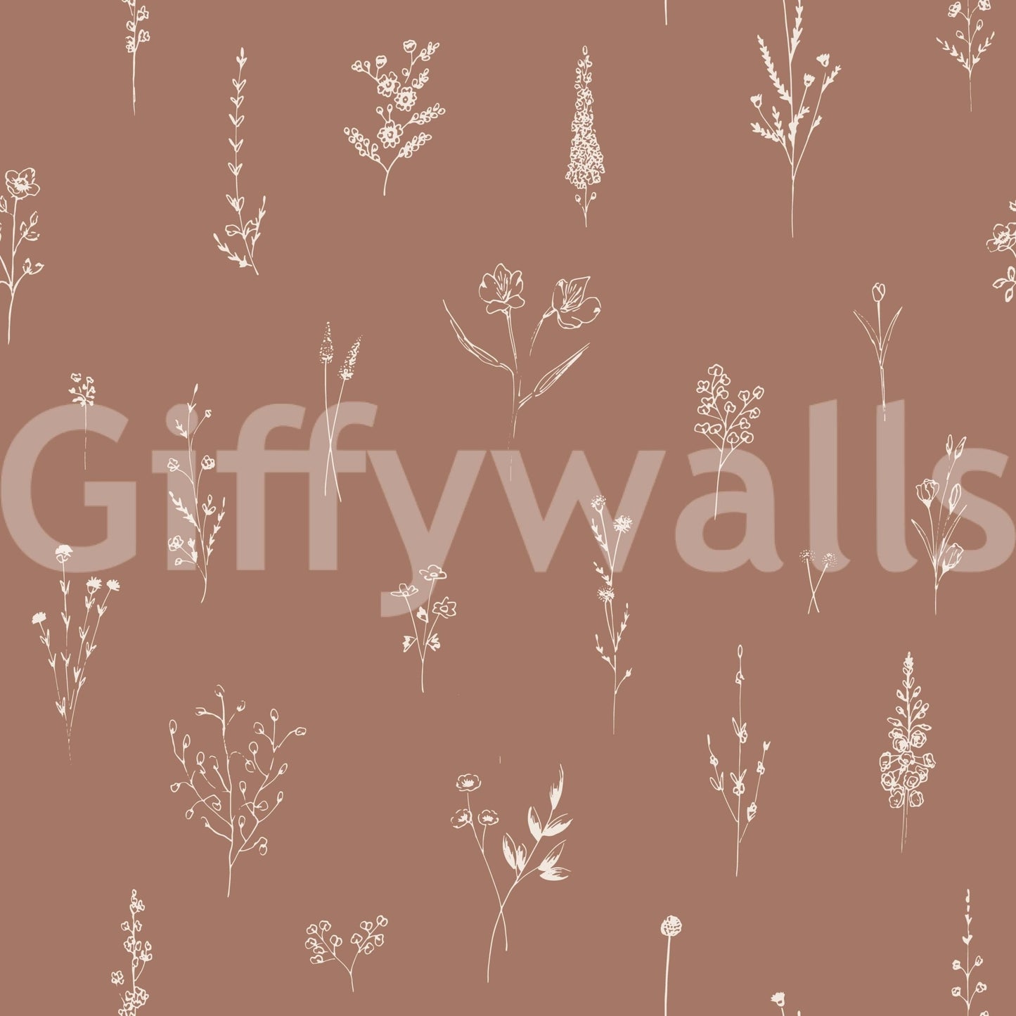 Contemporary room styled with the Rustic Bloom Sketch Wallpaper.