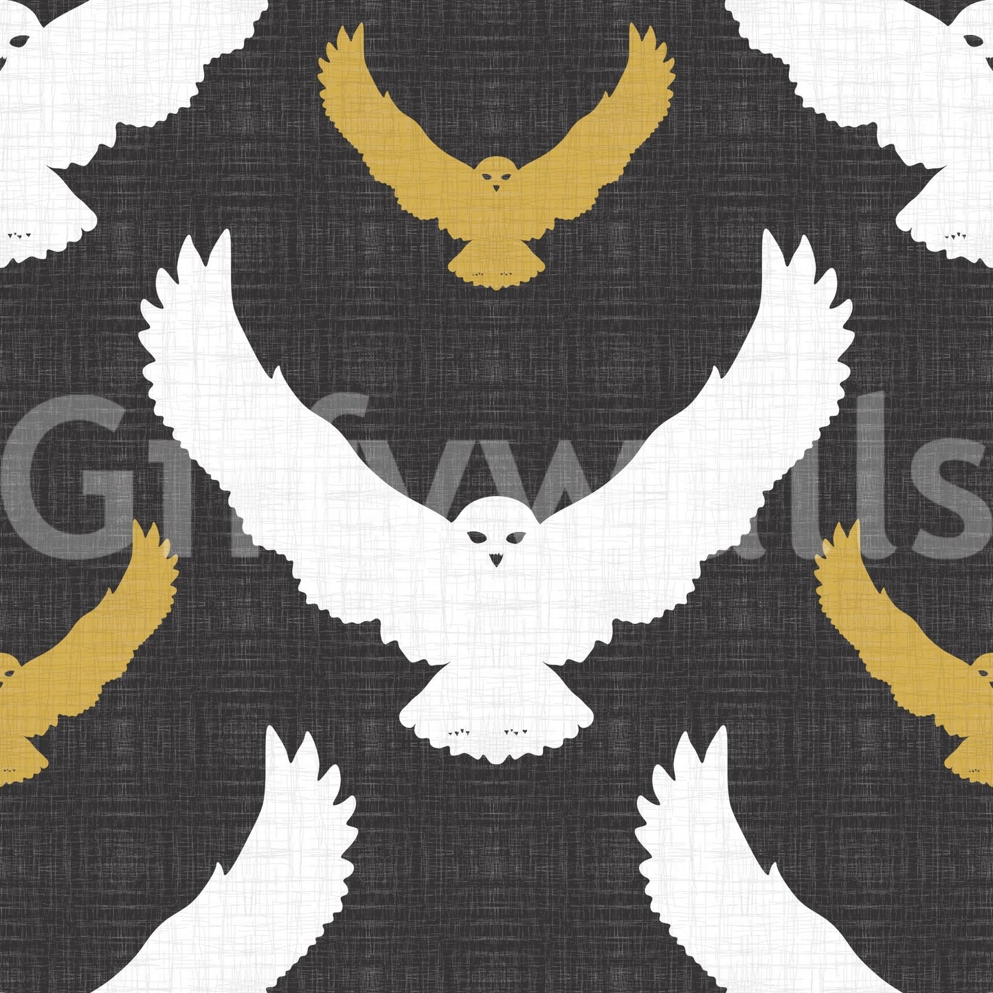 Soaring owl silhouette mural