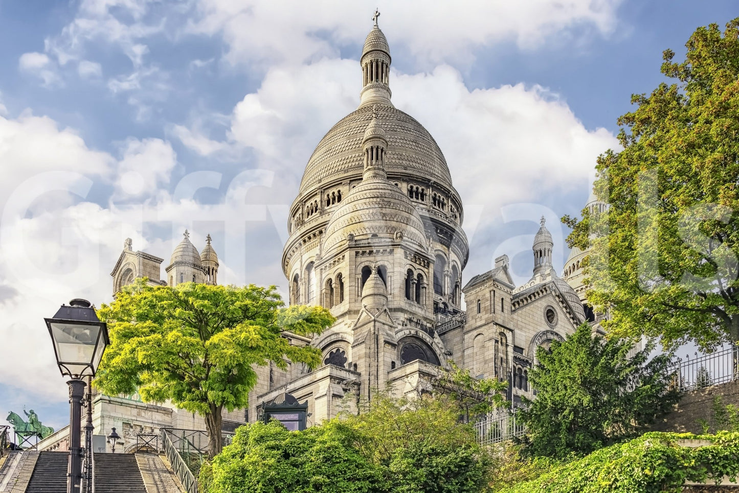 Sacred Heart Majesty wall mural blending landmark view with leafy hillside