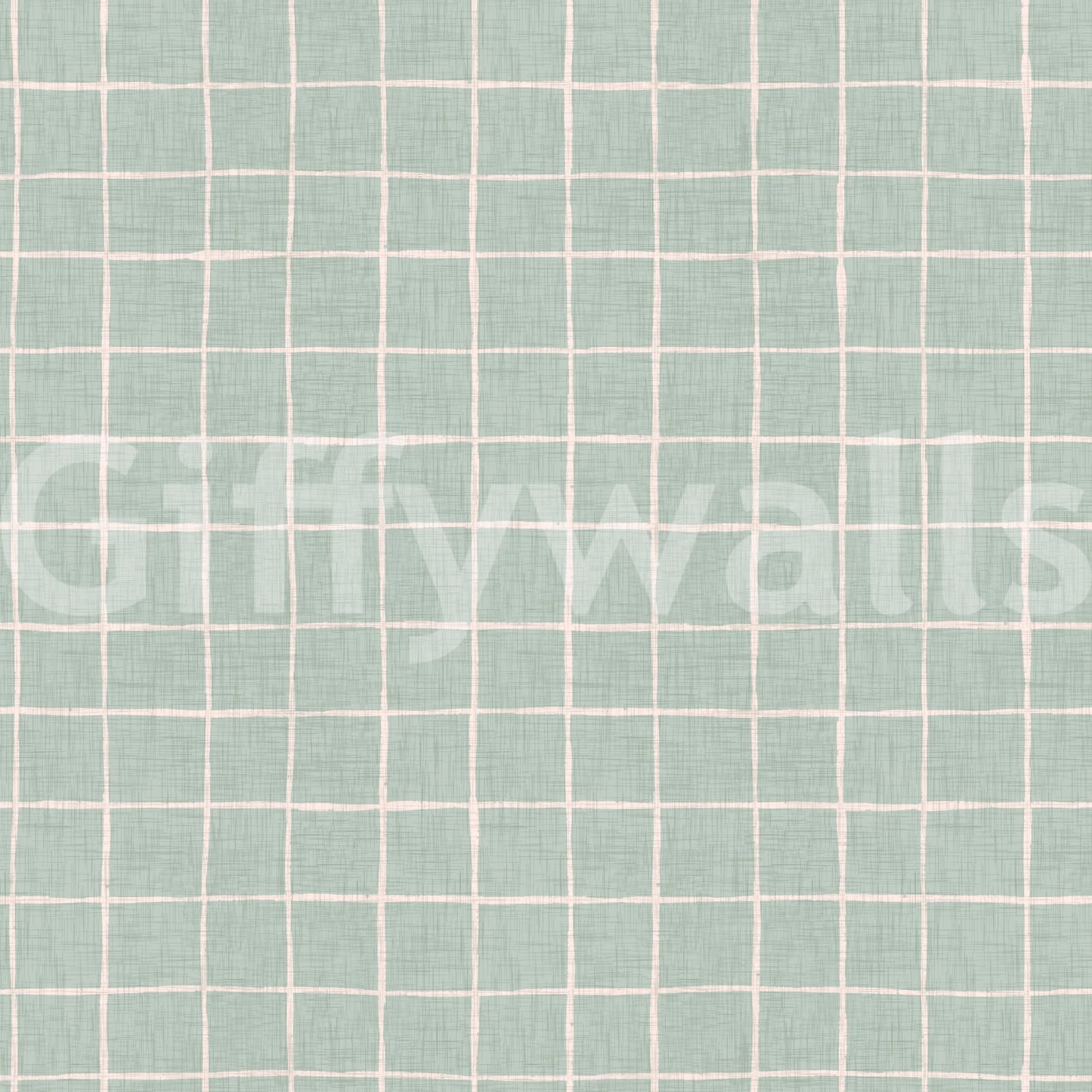 Light sage checked wallpaper for a fresh indoor feel.