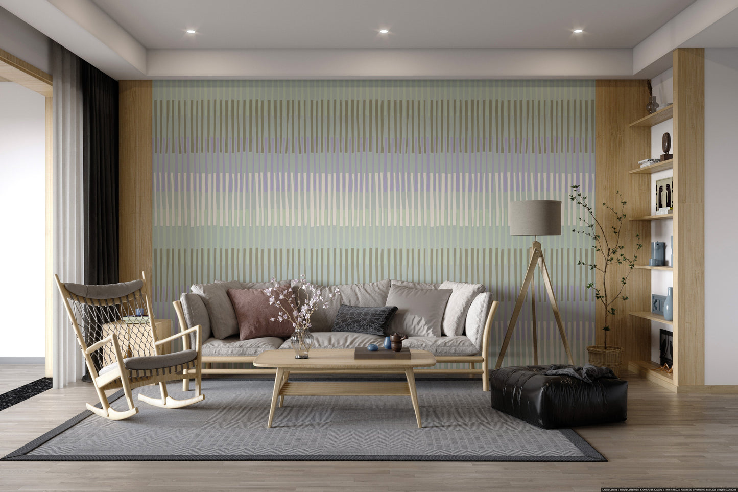 Subtle Sage Green Stripe Pattern Wallpaper