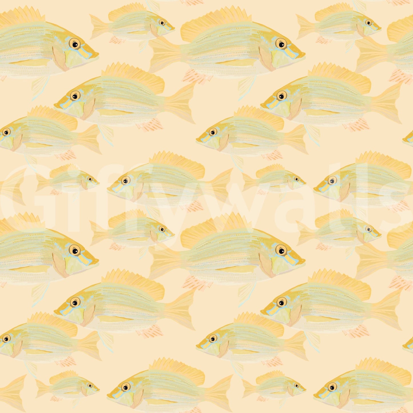 Easy-to-apply fish pattern wallpaper