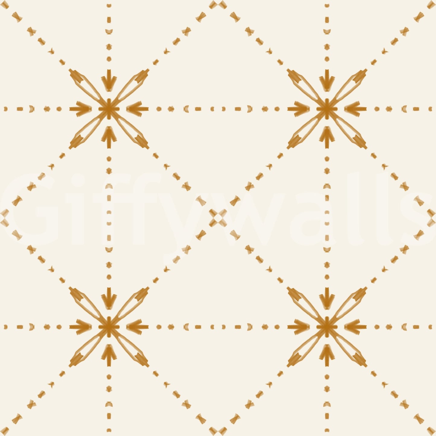 Evenly spaced Sashiko Hana-Goshi layout with subtle gold accents