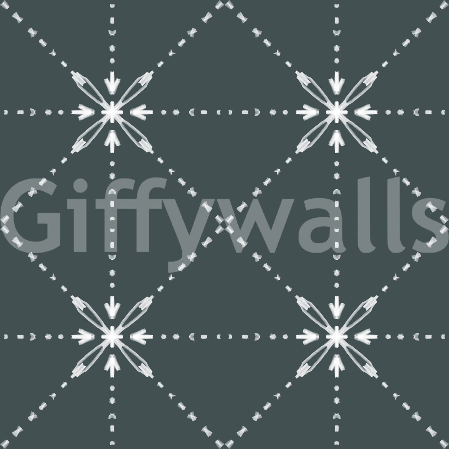 Sashiko Hana-Goshi wallpaper with floral stitch repeat and dark modern base, GD8777