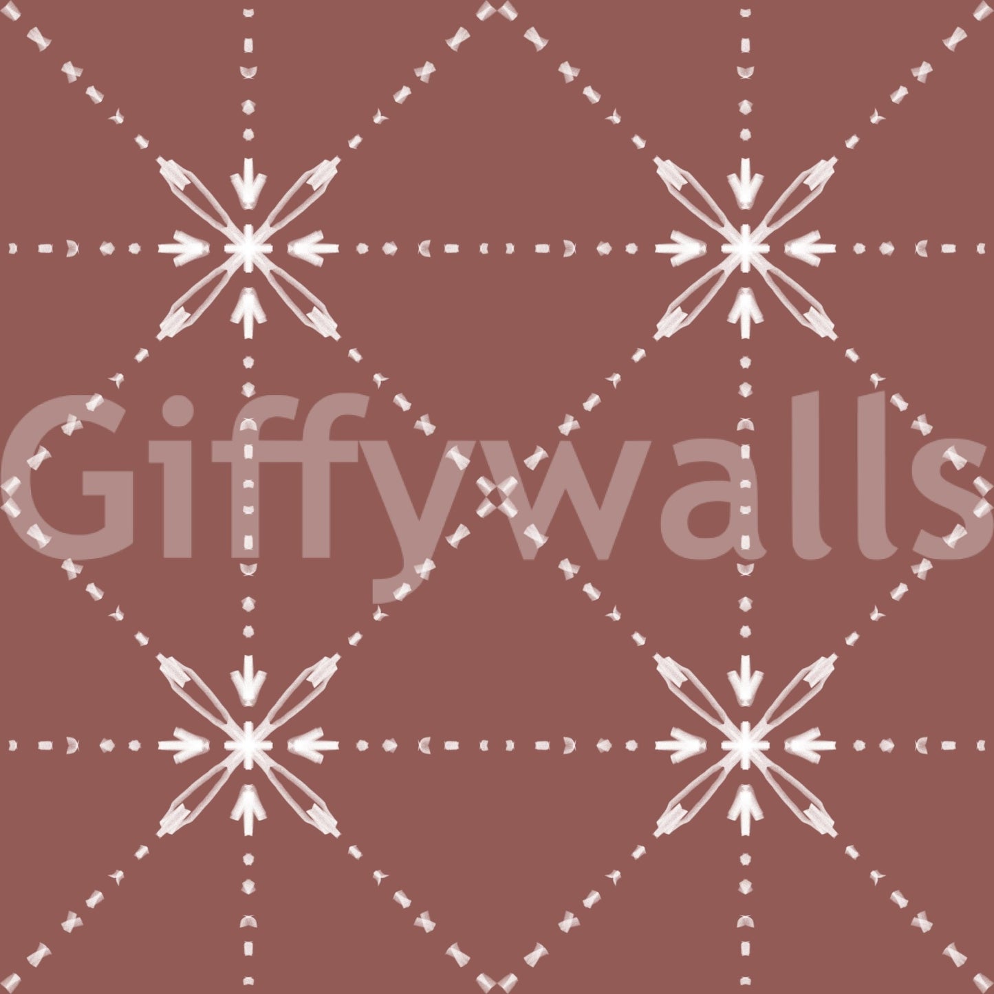 Terracotta surface with Sashiko Hana-Goshi Wallpaper and lattice structure