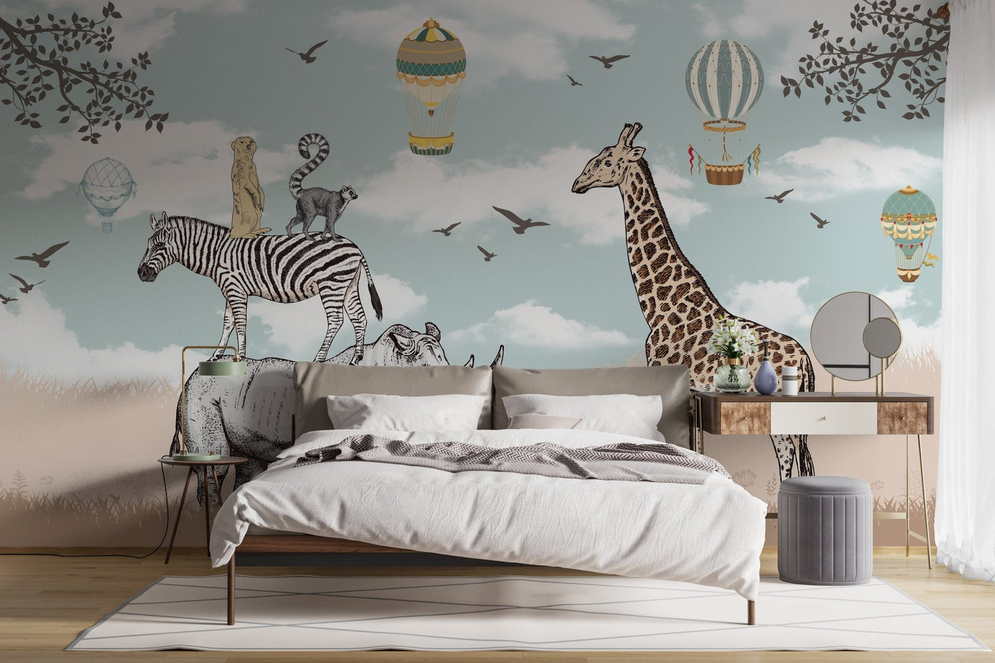 Safari scene wallpaper for children's rooms A131